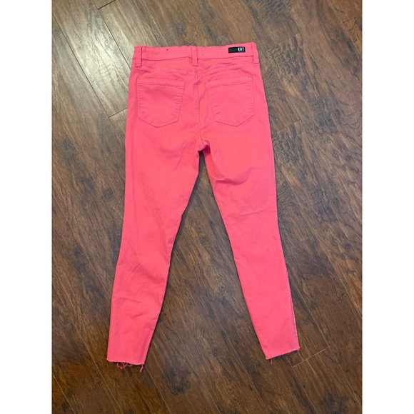 KUT from the Kloth Connie High-Rise Fab AB Ankle Skinny-Raw Hem in Coral Size 4 - Picture 4 of 8